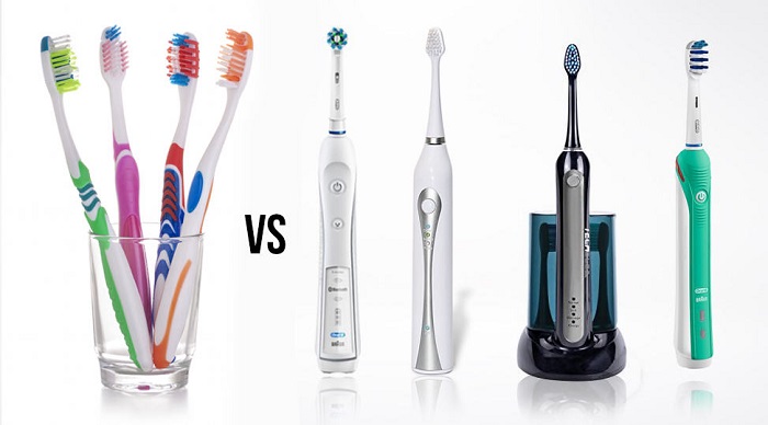 برای تمیز کردن دندان ها مسواک برقی مناسب یا مسواک معمولی توضیح بدهید